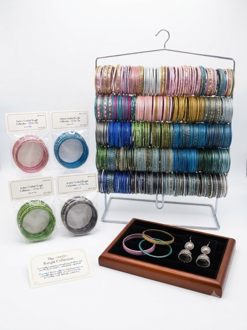 Colorful Assorted Bangle Bracelet Set - Multicolor Stackable Bangles (10) - Picture 2 of 4